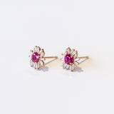 Suzanne Kalan | Ruby and Diamond Cluster Stud Earrings