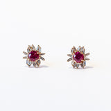 Suzanne Kalan | Ruby and Diamond Cluster Stud Earrings
