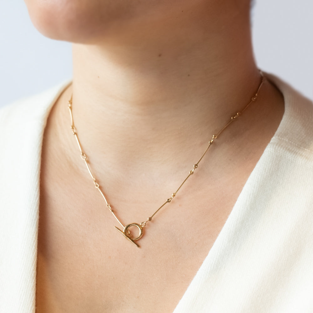 Gold Baton Chain Necklace