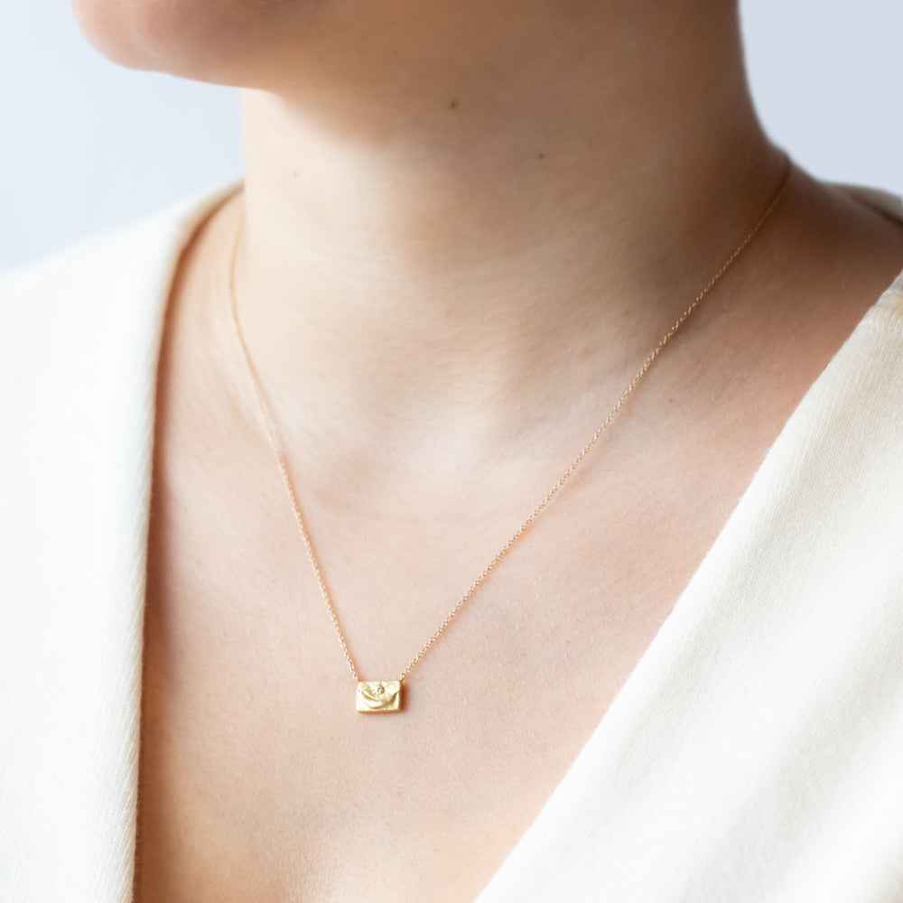 Crescent Moon Diamond Portrait Necklace