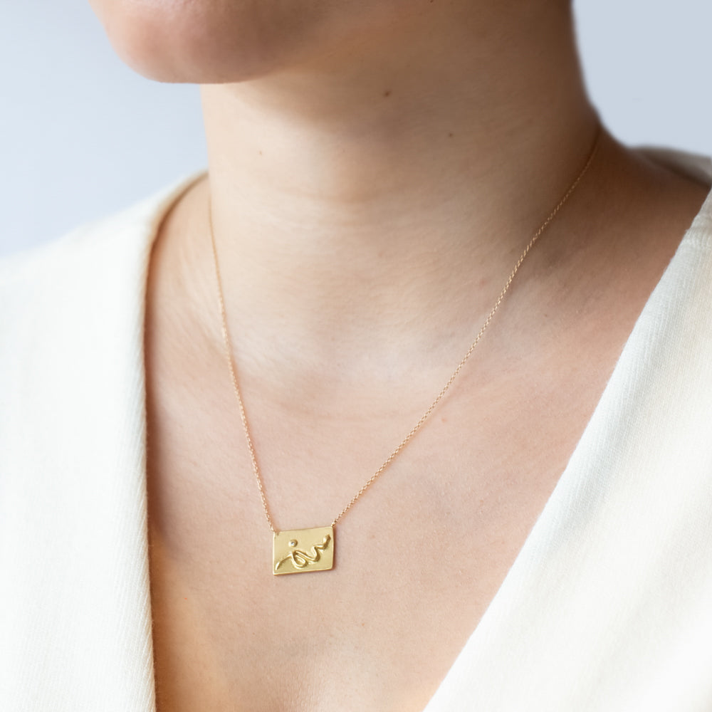 Diamond Serpent Plate Necklace