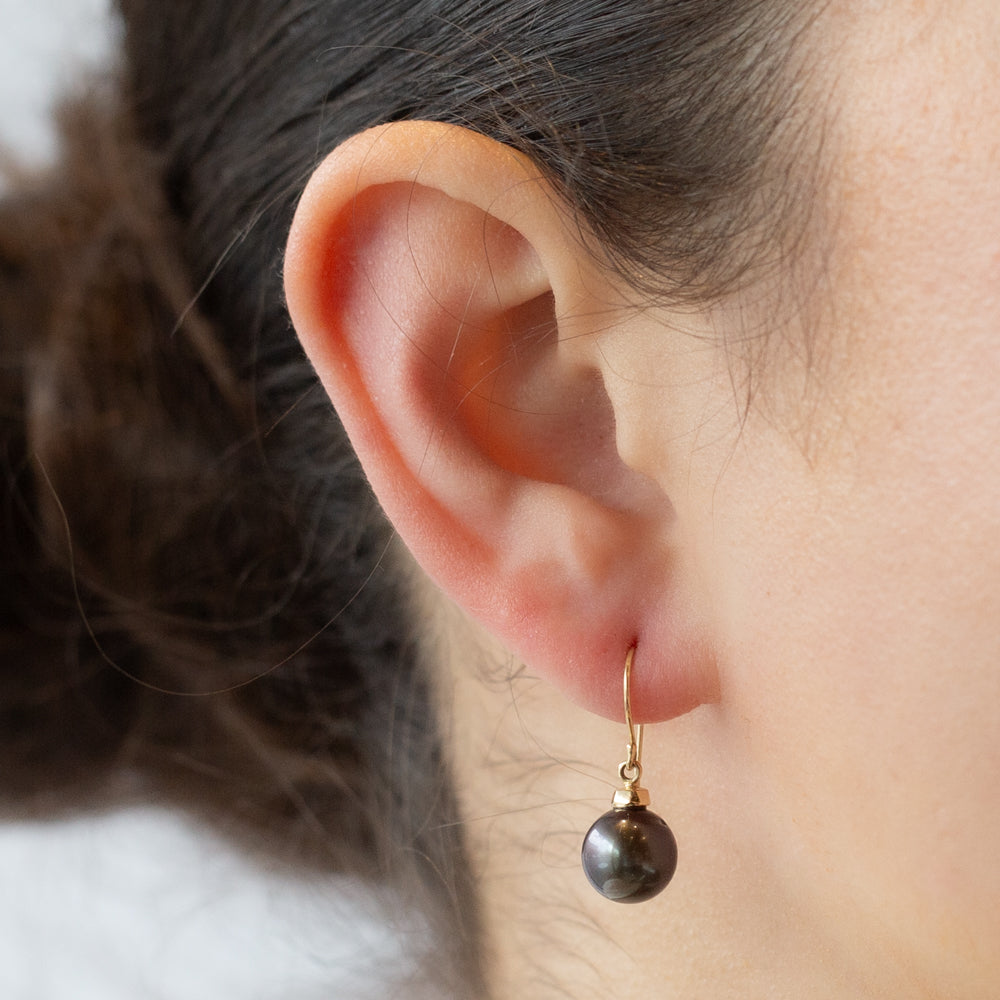 Round Tahitian Pearl Drop Earrings