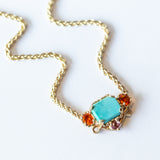 Turquoise, Fire Opal, and Pink Sapphire Totem Necklace