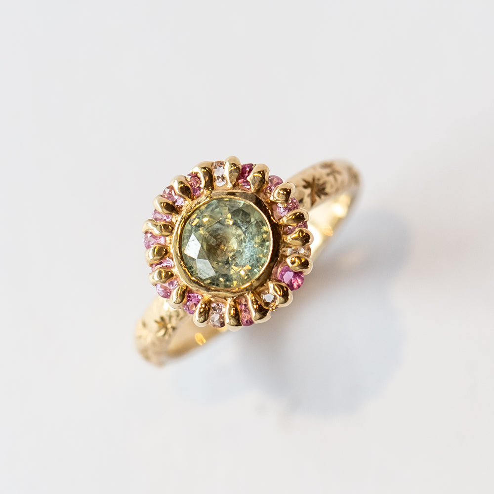 Sapphire Confetti Halo Ring