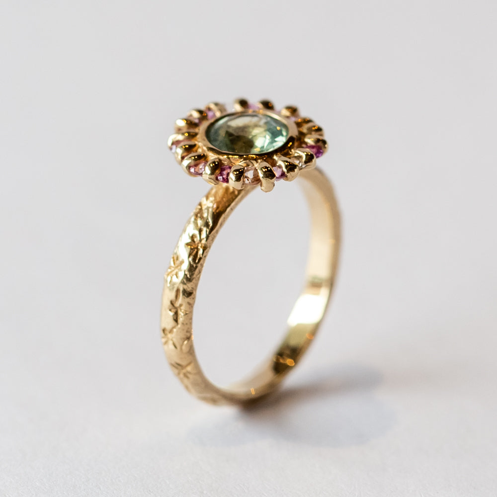 Sapphire Confetti Halo Ring