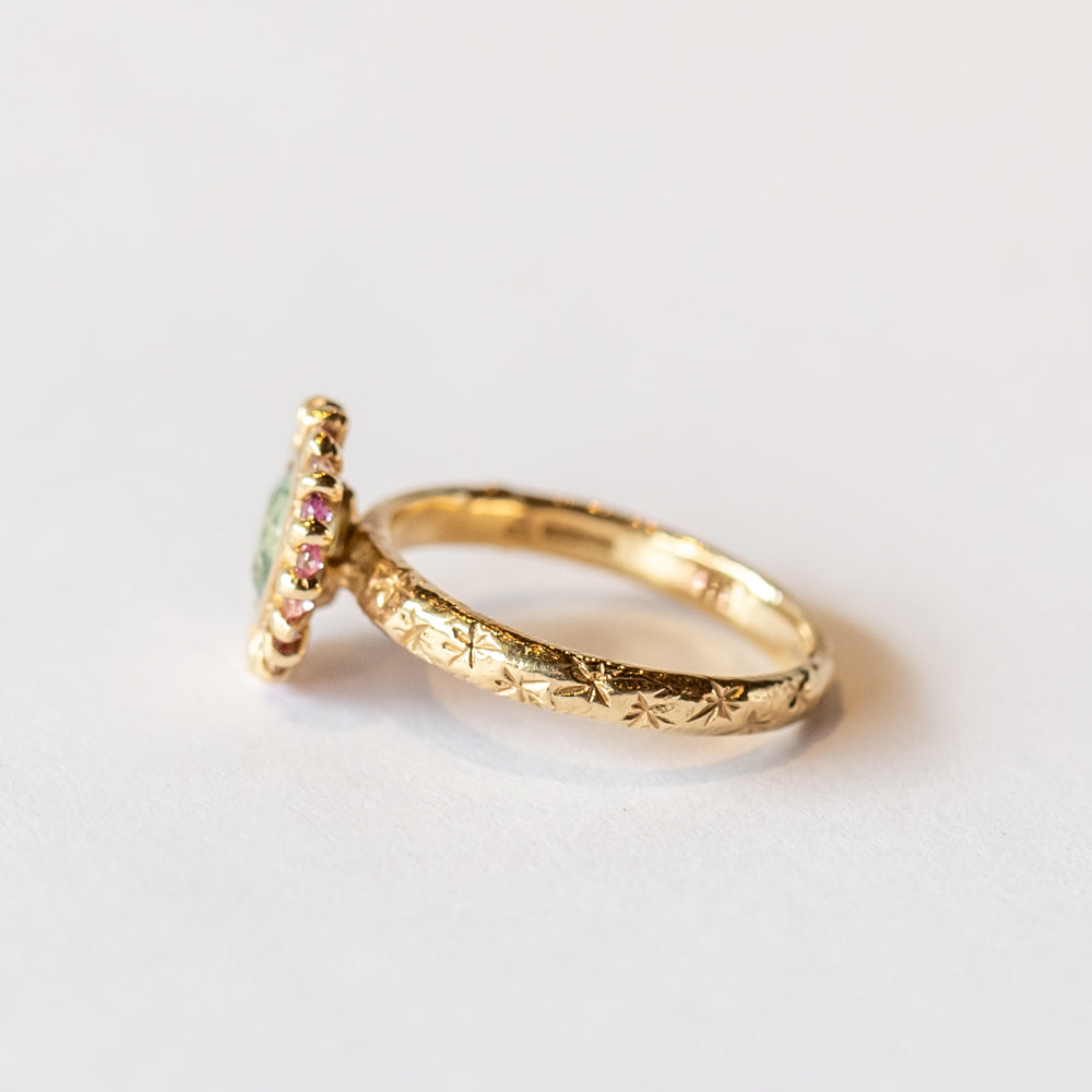 Sapphire Confetti Halo Ring