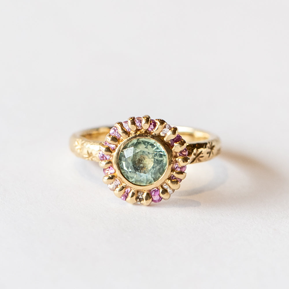 Sapphire Confetti Halo Ring
