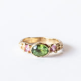 Carved Green and Pink Gemstone Ring