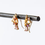 Yellow and Pink Sapphire Navette Creeper Earrings