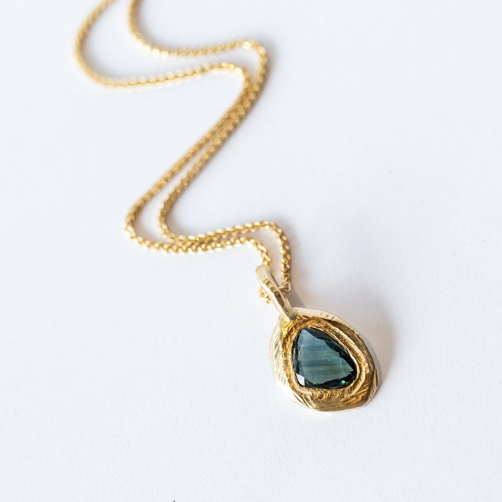 Freeform Teal Sapphire Charm