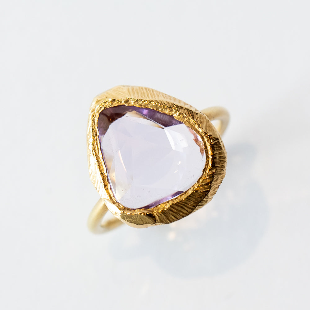 Large Freeform Rose Cut Lavender Sapphire Ring