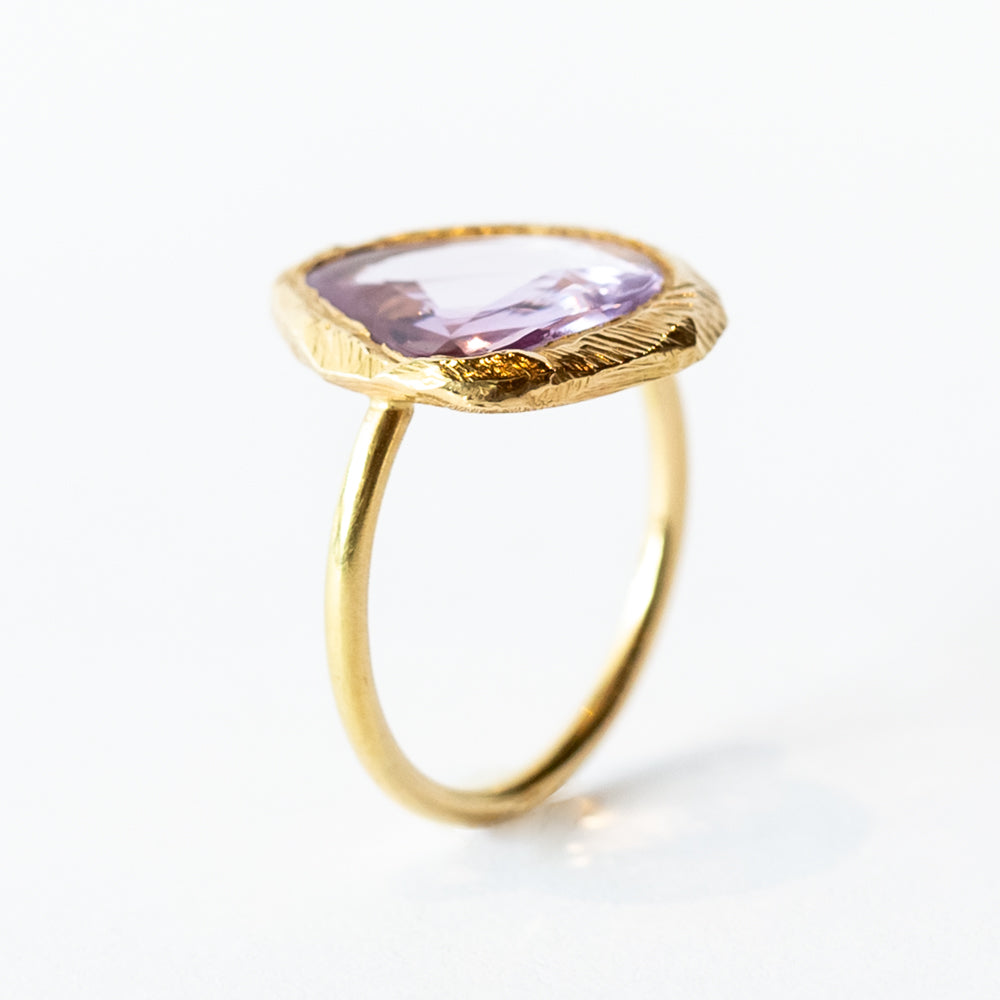 Large Freeform Rose Cut Lavender Sapphire Ring