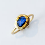 Rose Cut Dark Blue Sapphire Ring