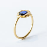 Rose Cut Dark Blue Sapphire Ring