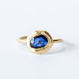 Rose Cut Dark Blue Sapphire Ring