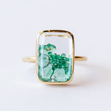 Ten Fourteen Rose Cut Emerald Ring