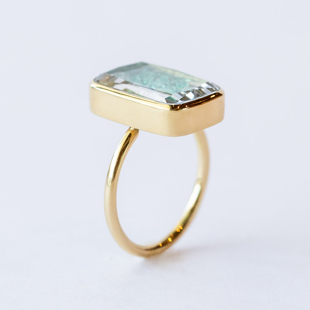 Ten Fourteen Rose Cut Emerald Ring