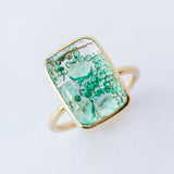 Ten Fourteen Rose Cut Emerald Ring