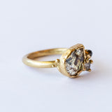 Speckled Rose-Cut Champagne Diamond Cluster Ring