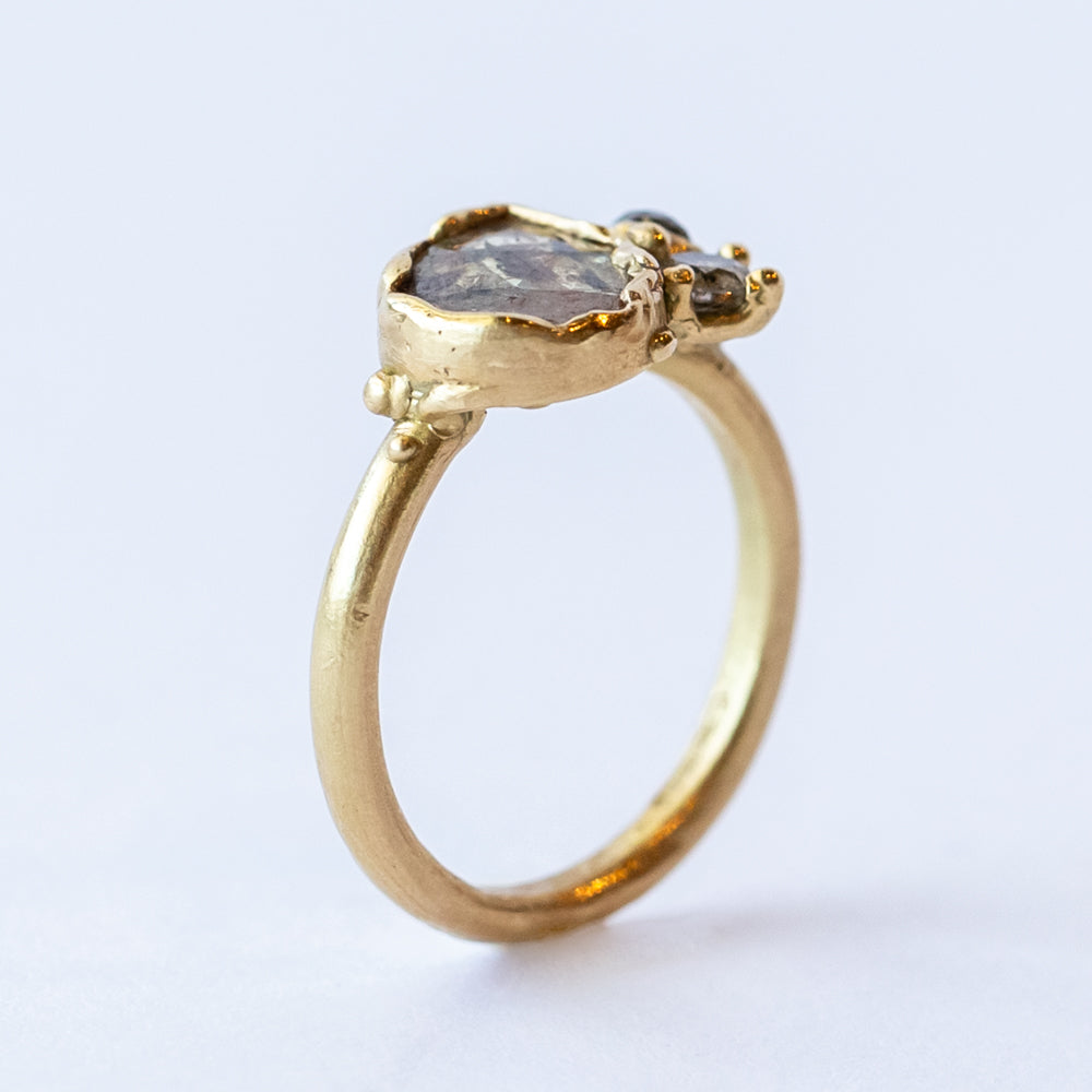 Speckled Rose-Cut Champagne Diamond Cluster Ring