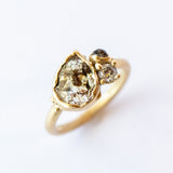 Speckled Rose-Cut Champagne Diamond Cluster Ring