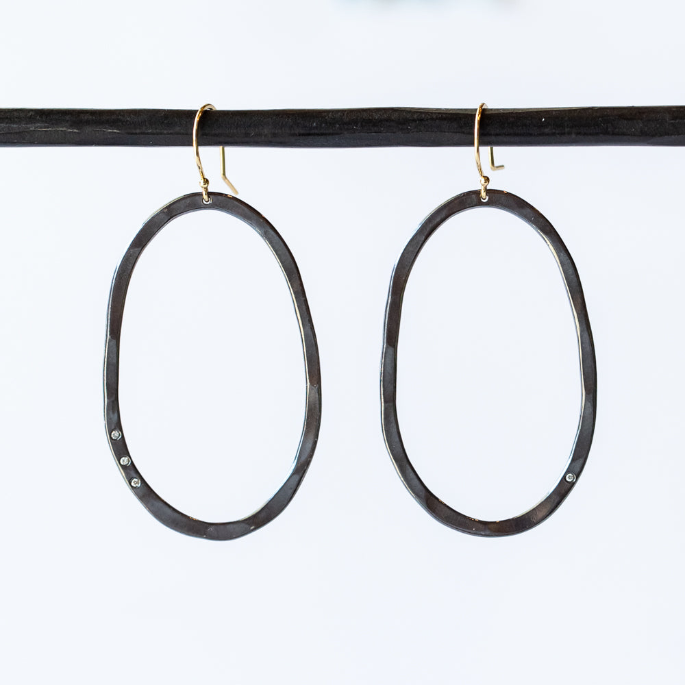 Sarah McGuire | Large Two-Tone Diamond Pebble Earrings