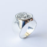 All Men Must Die Signet Ring with Black Diamond Eyes