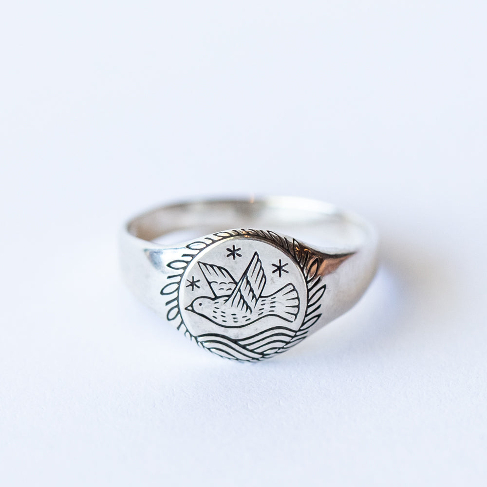 At Sea Pinkie Signet Ring