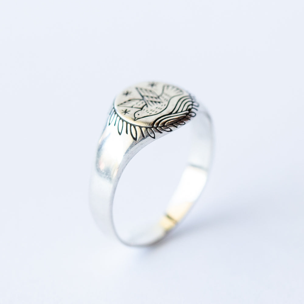 At Sea Pinkie Signet Ring