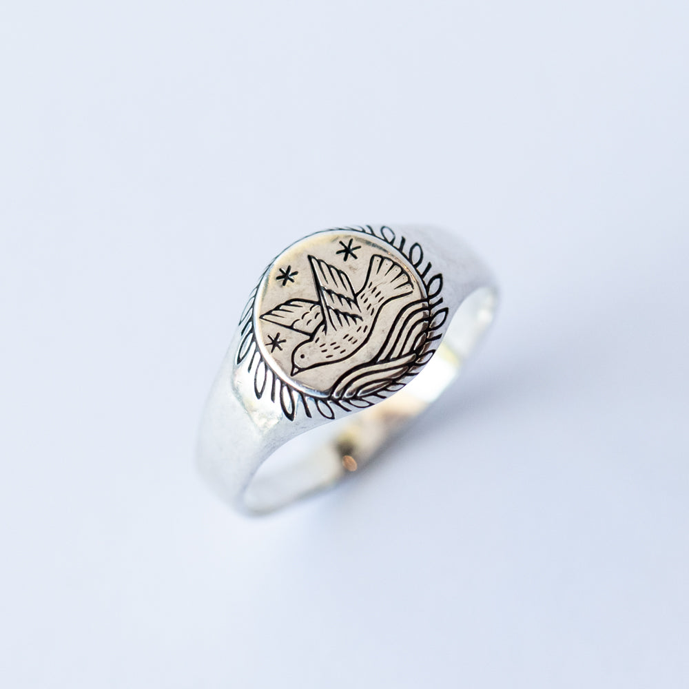 At Sea Pinkie Signet Ring