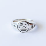 Sunset Pinkie Signet Ring