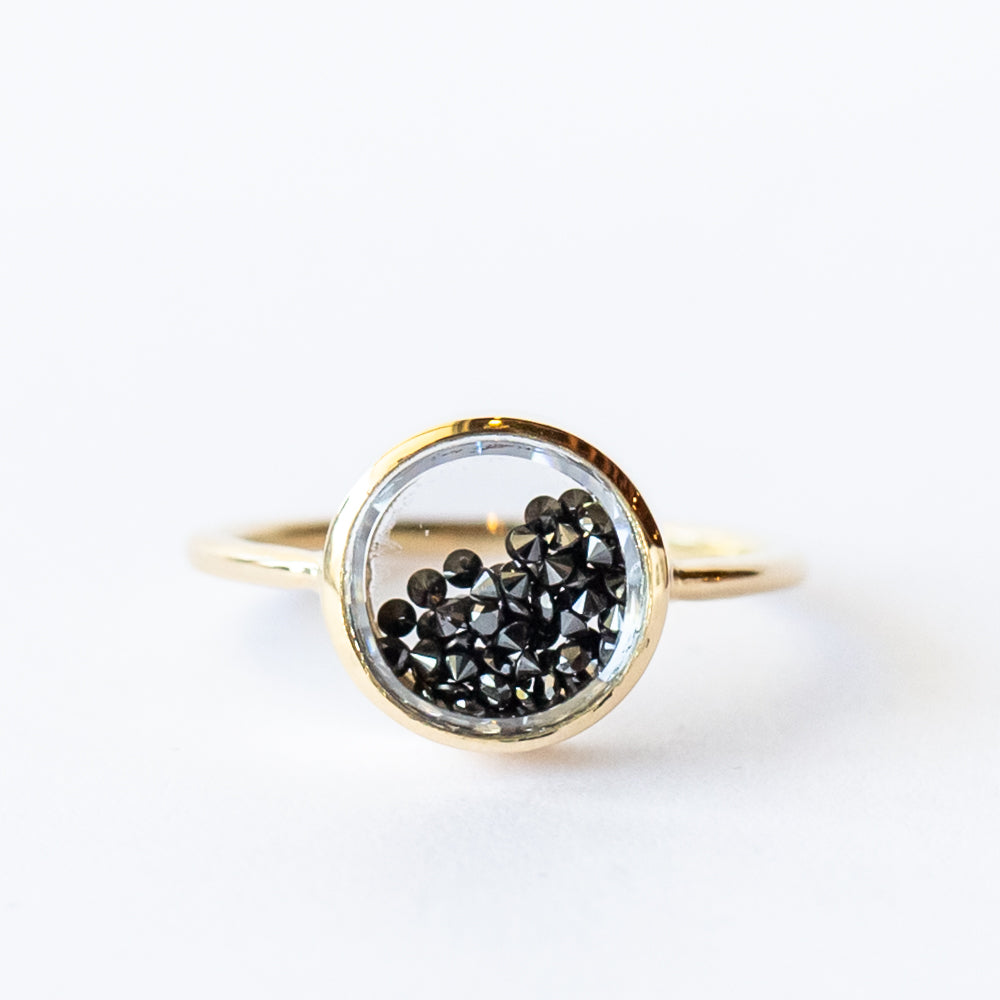 Core Round Black Diamond Shaker Ring