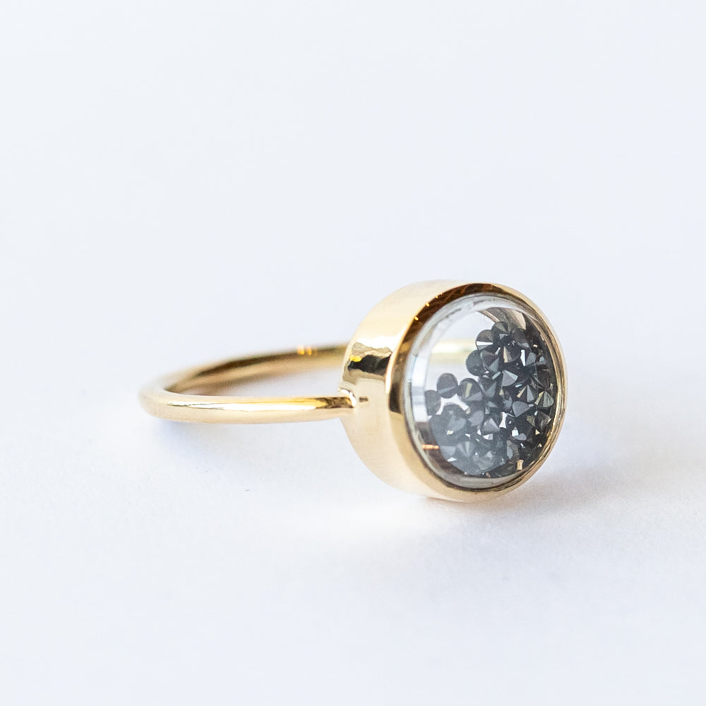 Core Round Black Diamond Shaker Ring