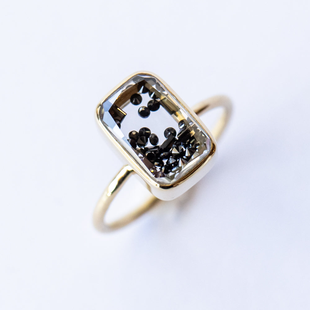 Ten Fourteen Petite Black Diamond Ring