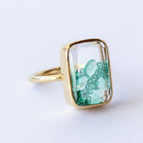 Ten Fourteen Rose Cut Emerald Ring