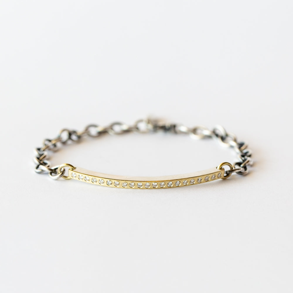 Adam Small 2.5mm Diamond ID Bar Chain Bracelet