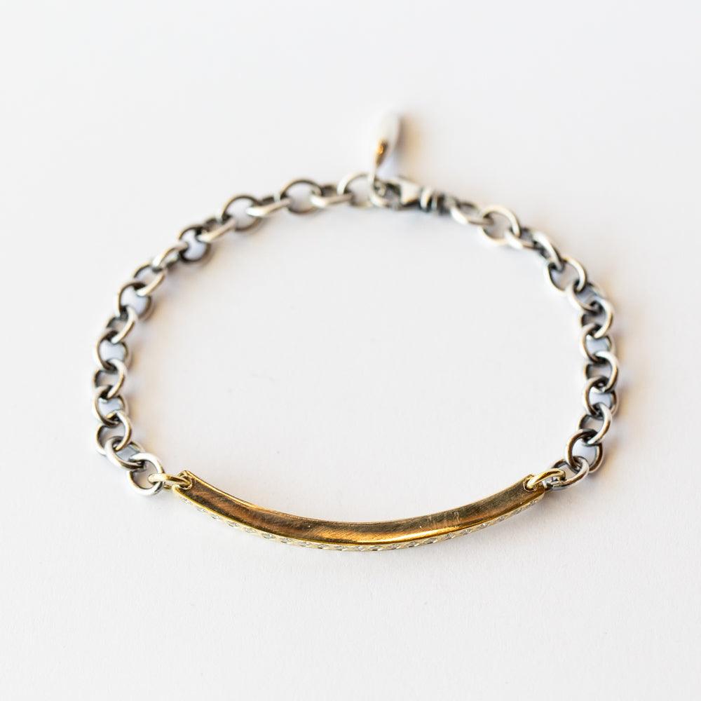 Adam Small 2.5mm Diamond ID Bar Chain Bracelet