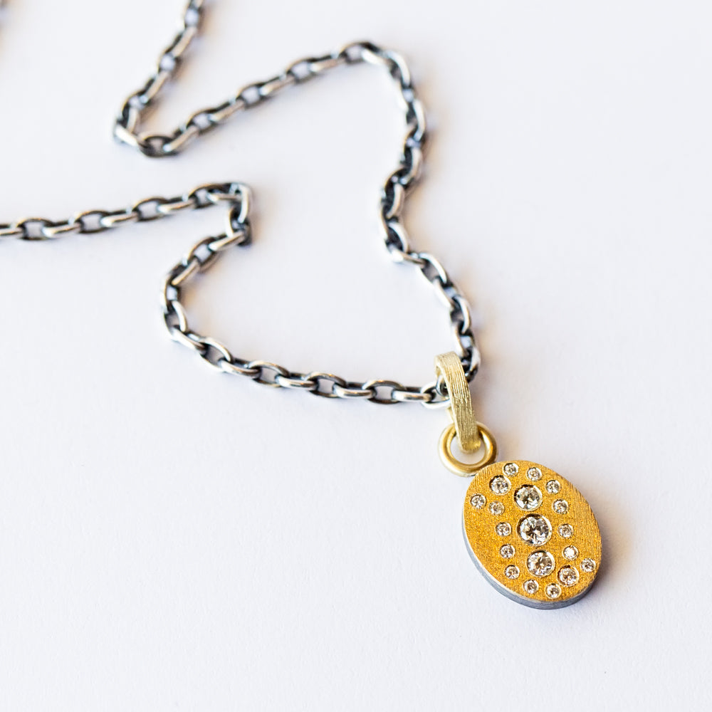 Aria Small Gold Oval Diamond Pendant