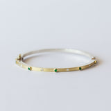 Junia 2.5mm Silver, Gold, Emerald and Diamond Bangle