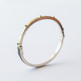 Junia 2.5mm Silver, Gold, Emerald and Diamond Bangle