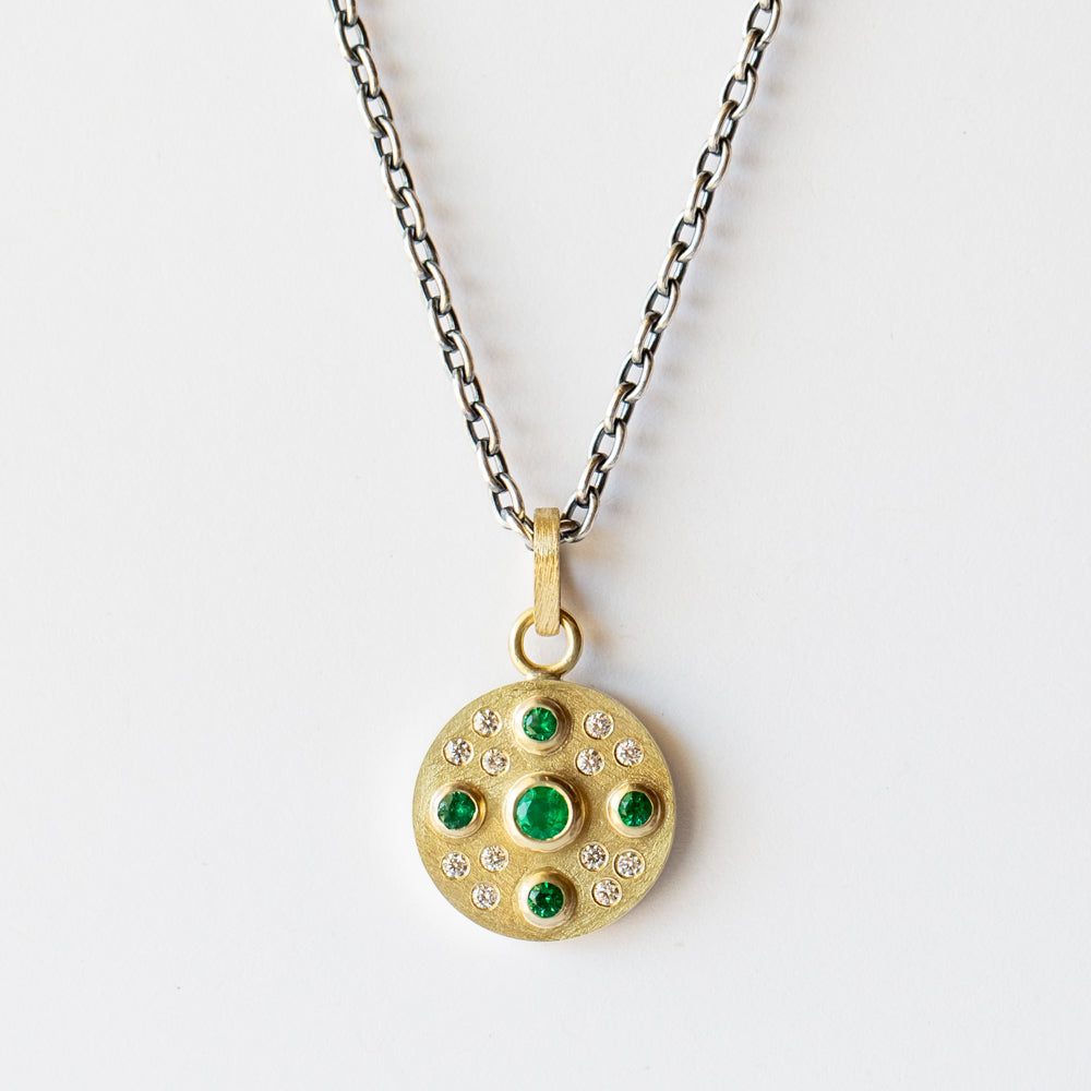 Junia Round Luxe Emerald and Diamond Necklace