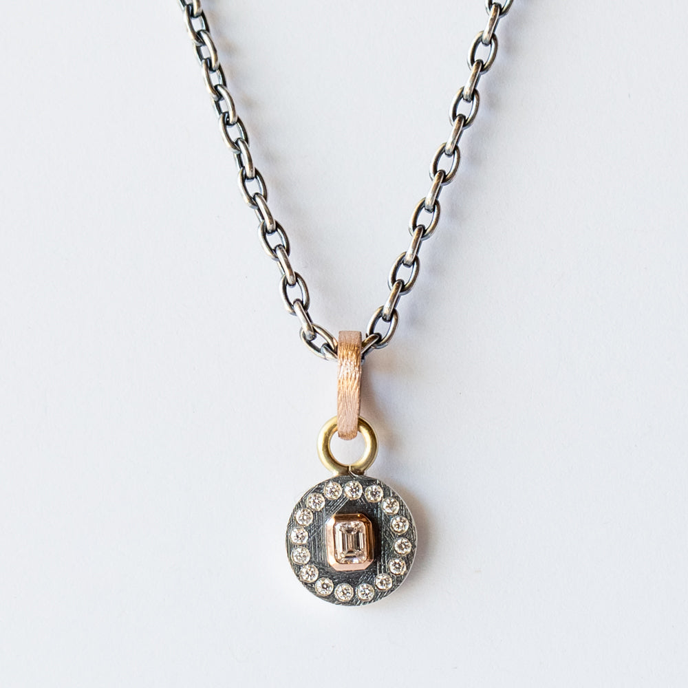 Junia Small Round Emerald Cut Diamond Pendant