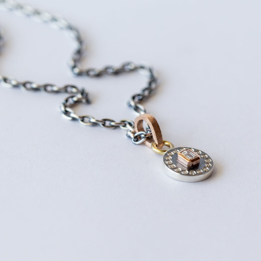 Junia Small Round Emerald Cut Diamond Pendant