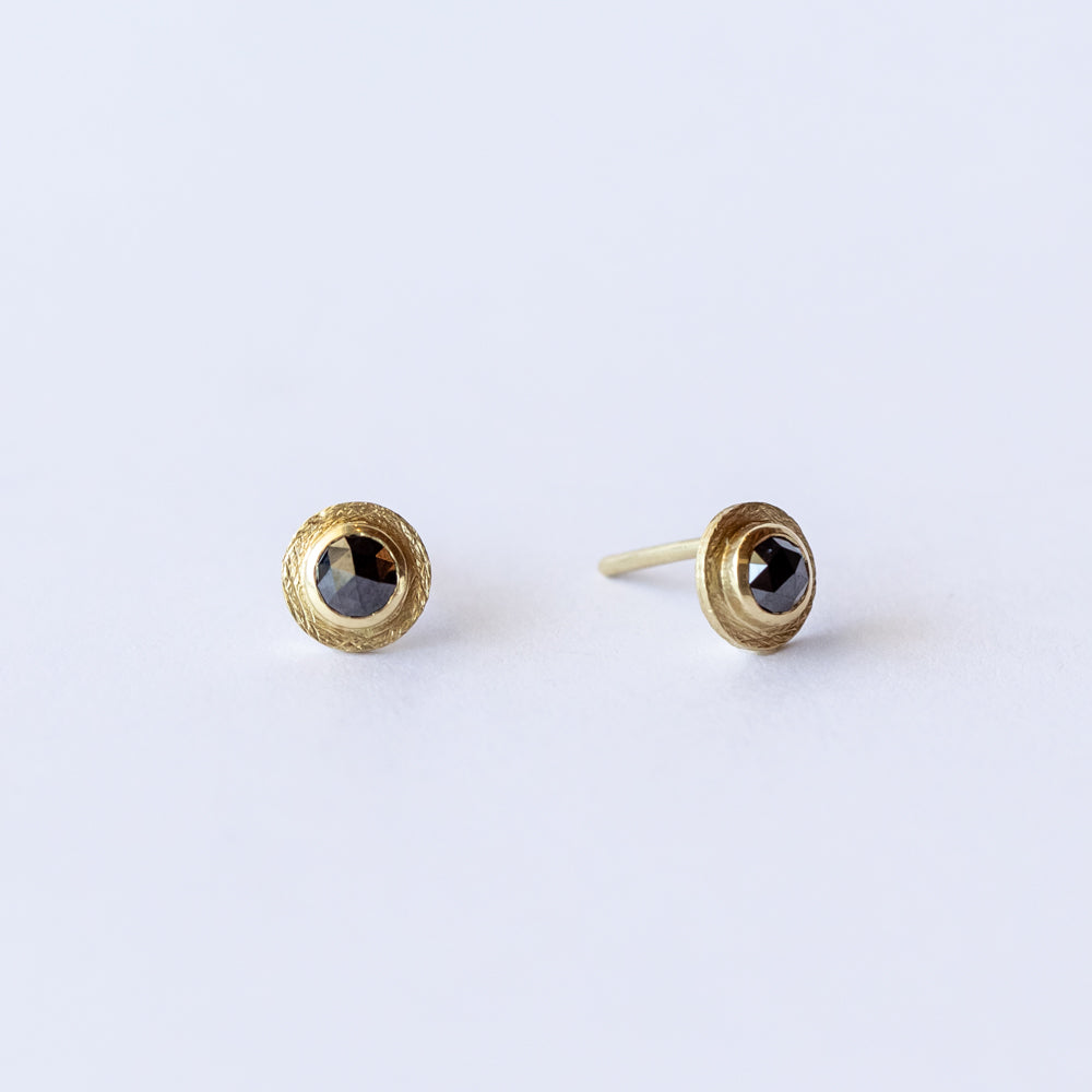 Rose Cut Black Diamond Stud Earrings