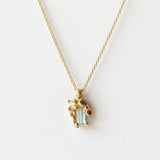 Raw Aquamarine and Diamond Encrusted Pendant Necklace