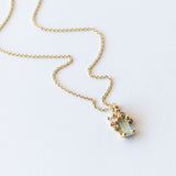 Raw Aquamarine and Diamond Encrusted Pendant Necklace