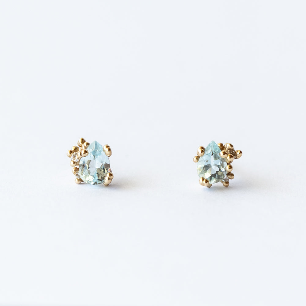 Ruth Tomlinson | Aquamarine and Diamond Encrusted Stud Earrings