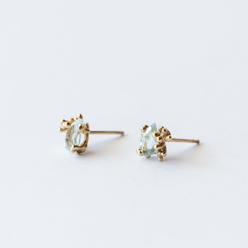 Ruth Tomlinson | Aquamarine and Diamond Encrusted Stud Earrings