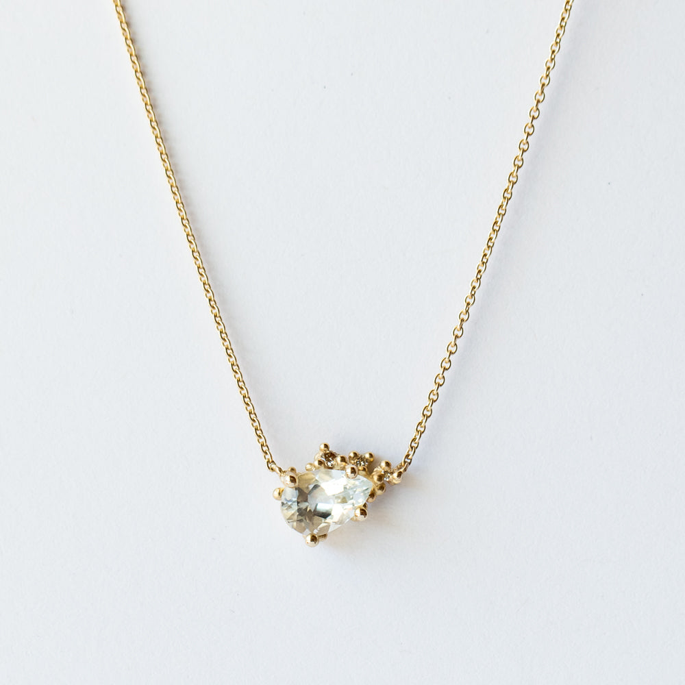 Aquamarine and Diamond Encrusted Pendant Necklace