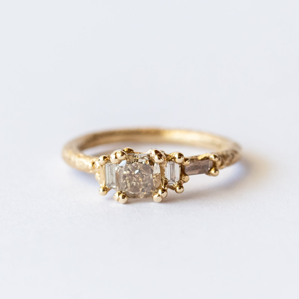 Champagne Diamond Radiant Cluster Ring